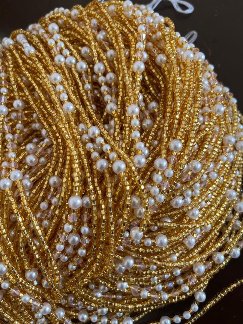 Pearl and Diamond Waist Beads|On Sale Belly Chain Weight control African beads|belly beads| Ghana beads| Weight Tracker| Nigerian waist beads