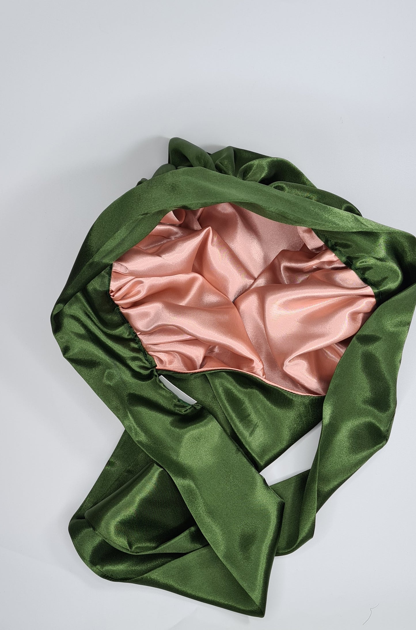 Olive Tie band Reversible Satin hair bonnet|Satin Elasticated, Sleep Hat Bonnet, Headscarf. Night Sleep, Protecting Hairstyle,