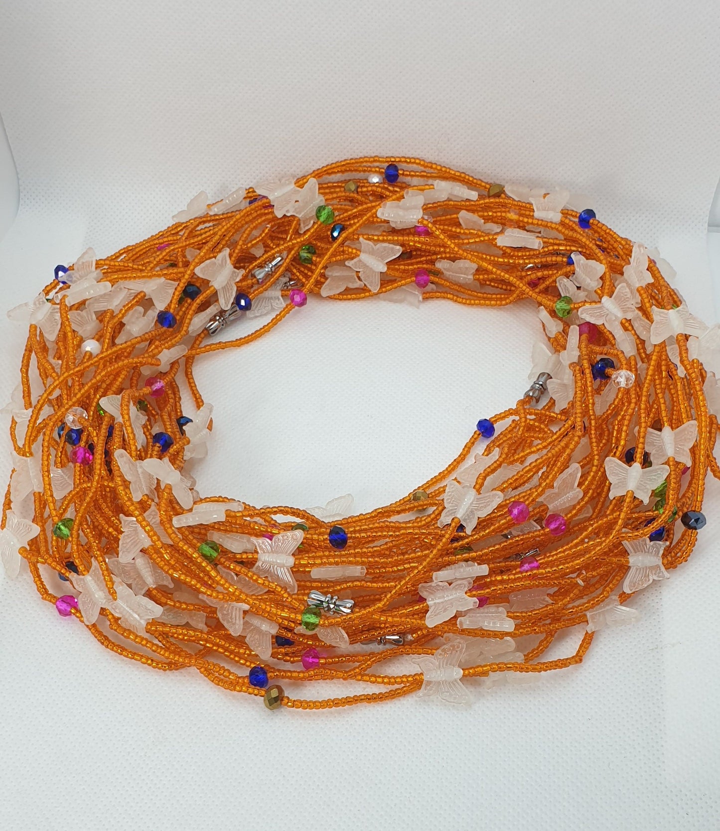 Orange with Butterfly Glow waist beads| Belly Chain | weight Control |African Waist beads|Nigerian Beads|On Sale Waist Beads| Weight Tracker