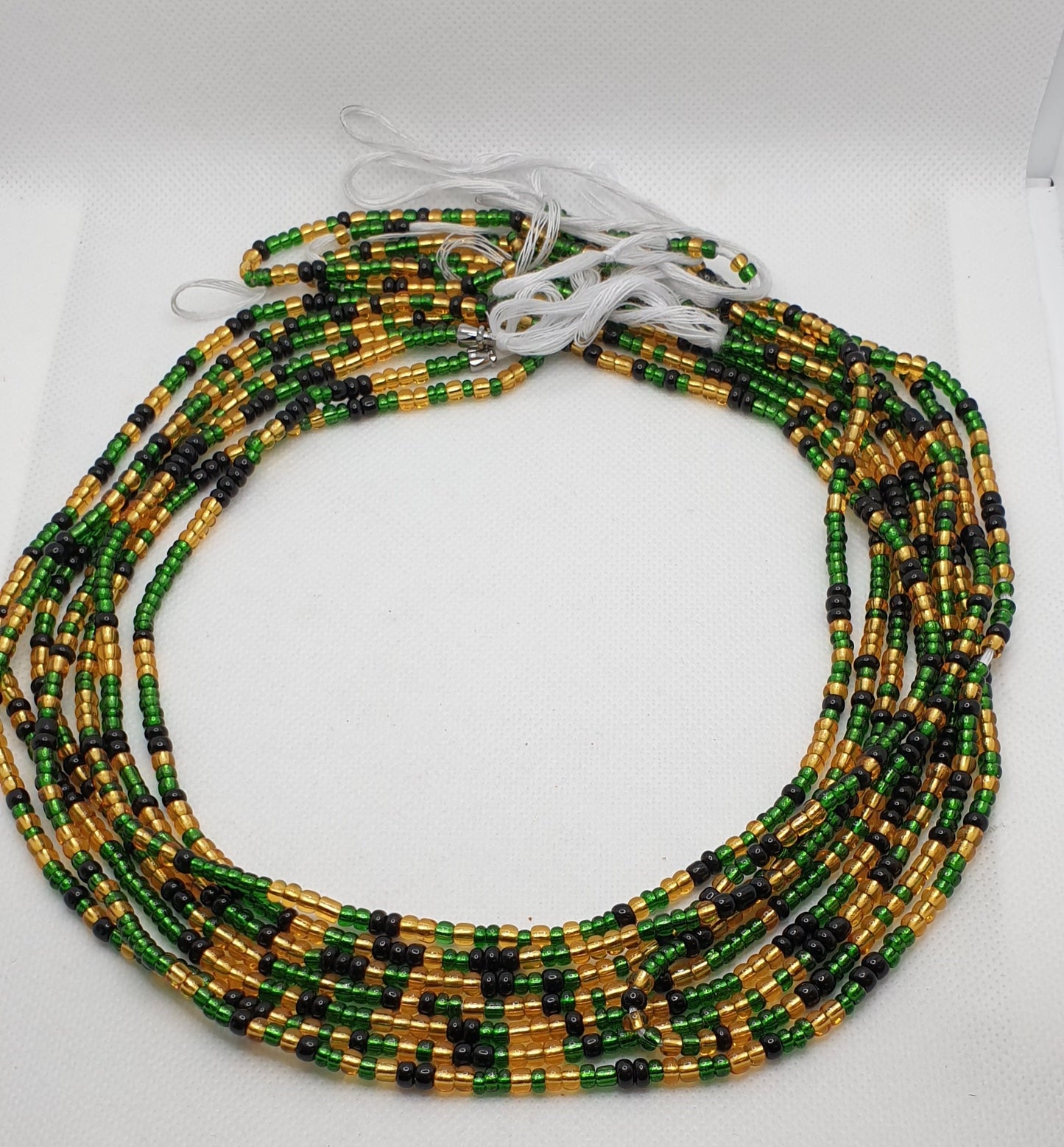 Green Black and Gold Waist Beads|On Sale Belly Chain Weight control African beads|belly beads| Ghana beads| Weight Tracker| Jamaican Flag