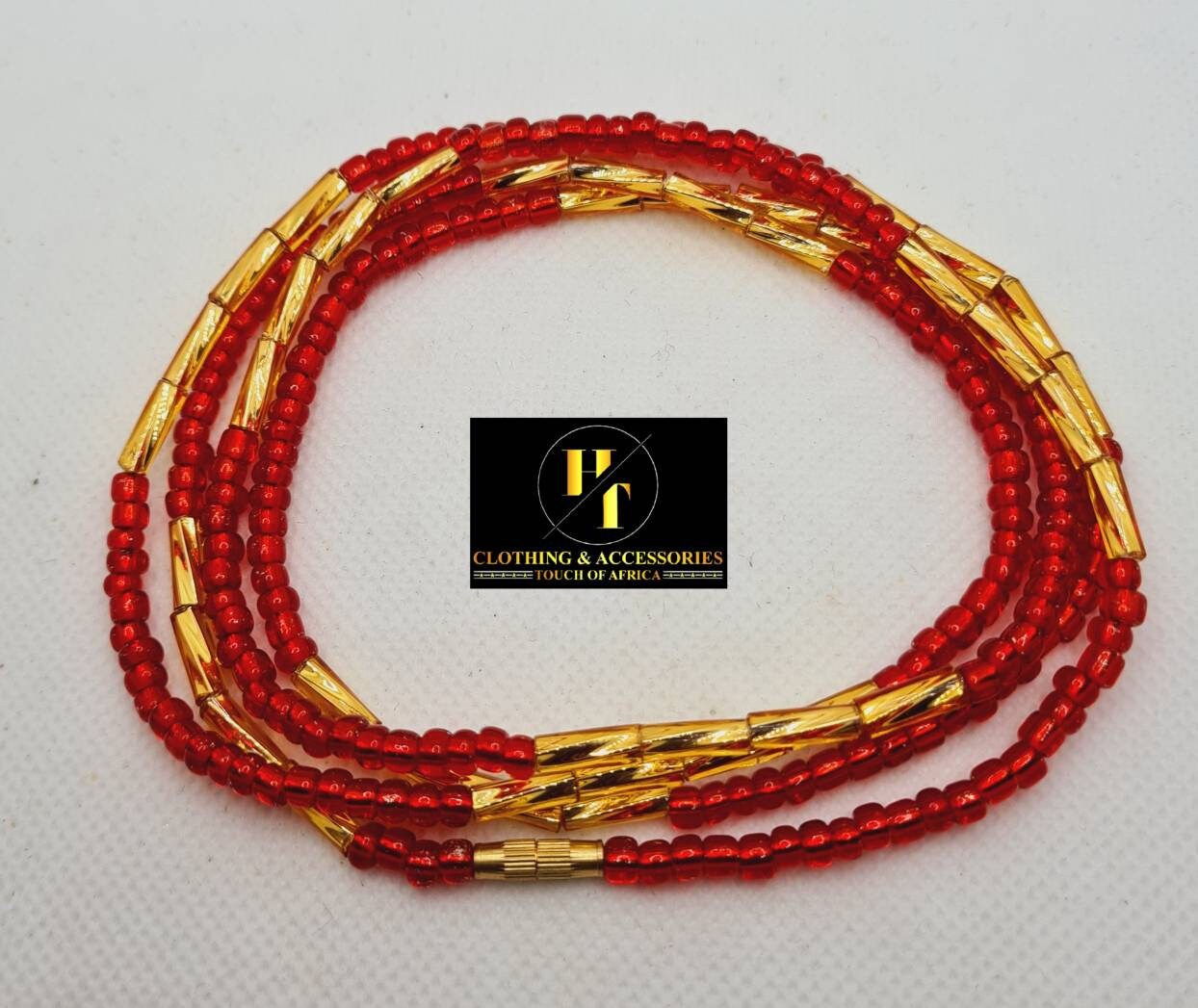Red Waist Beads|On Sale Belly Chain Weight control African beads|belly beads| Ghana beads| Weight Tracker| Nigerian waist beads