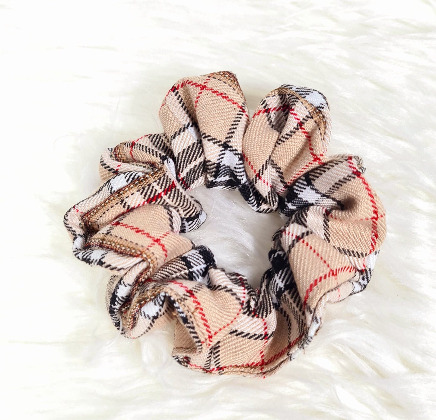 Scrunchie Soft Stretchy Hair Accessories Hair Tie Check Fabric