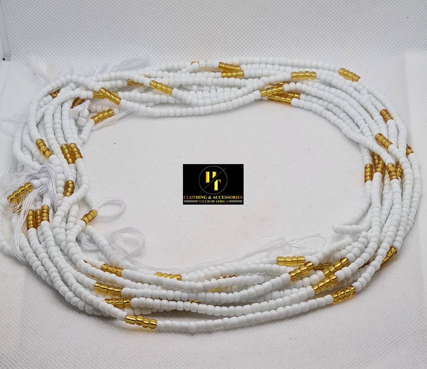 White and Gold Colour Waist Beads|On Sale Belly Chain Weight control African beads|belly beads| Ghana beads| Weight Tracker|Nigerian beads