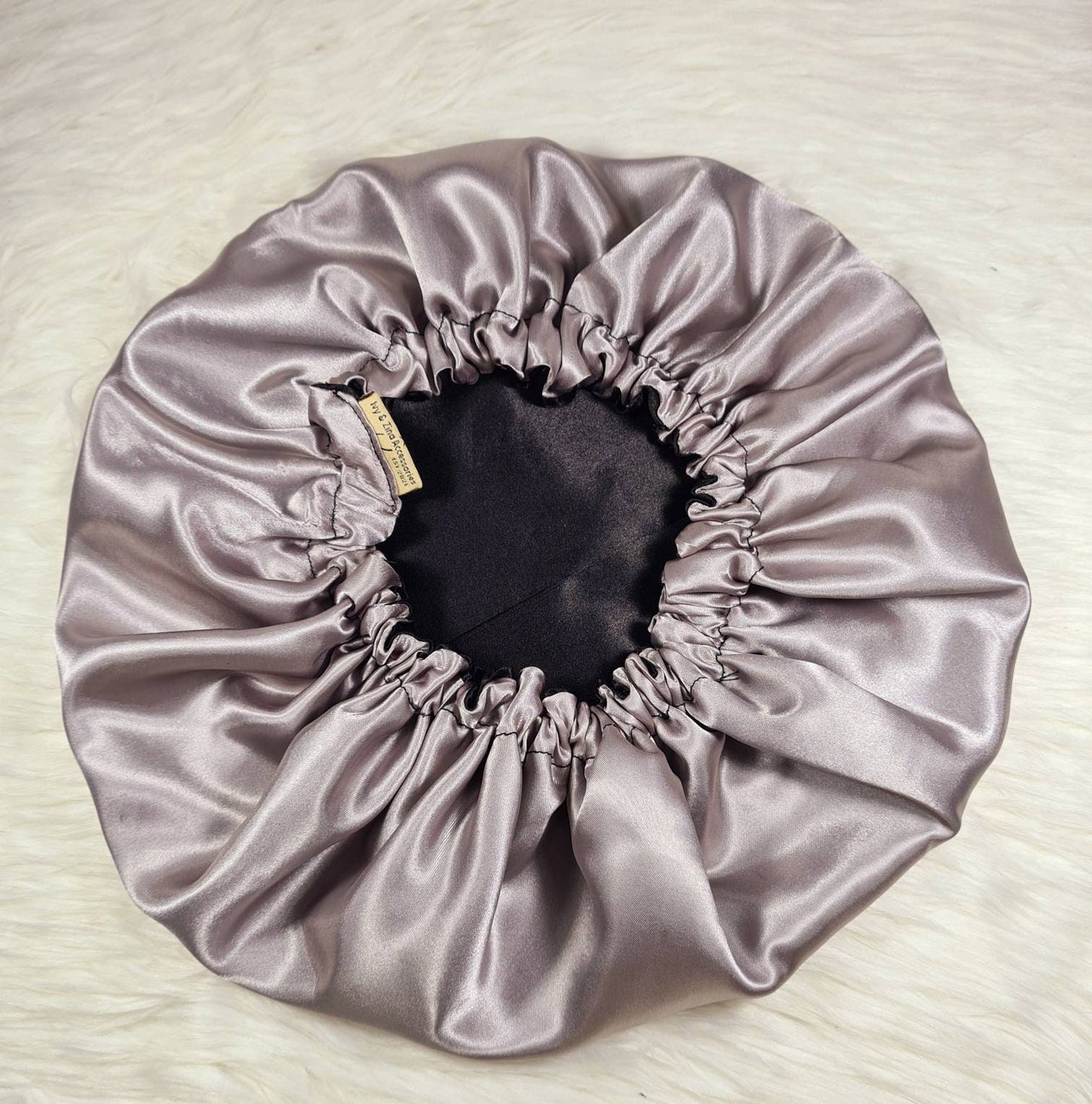 Grey-Pewter Reversible Satin hair bonnet Satin Elasticated, Sleep Hat Bonnet, Headscarf. Night Sleep, Protecting Hairstyle,