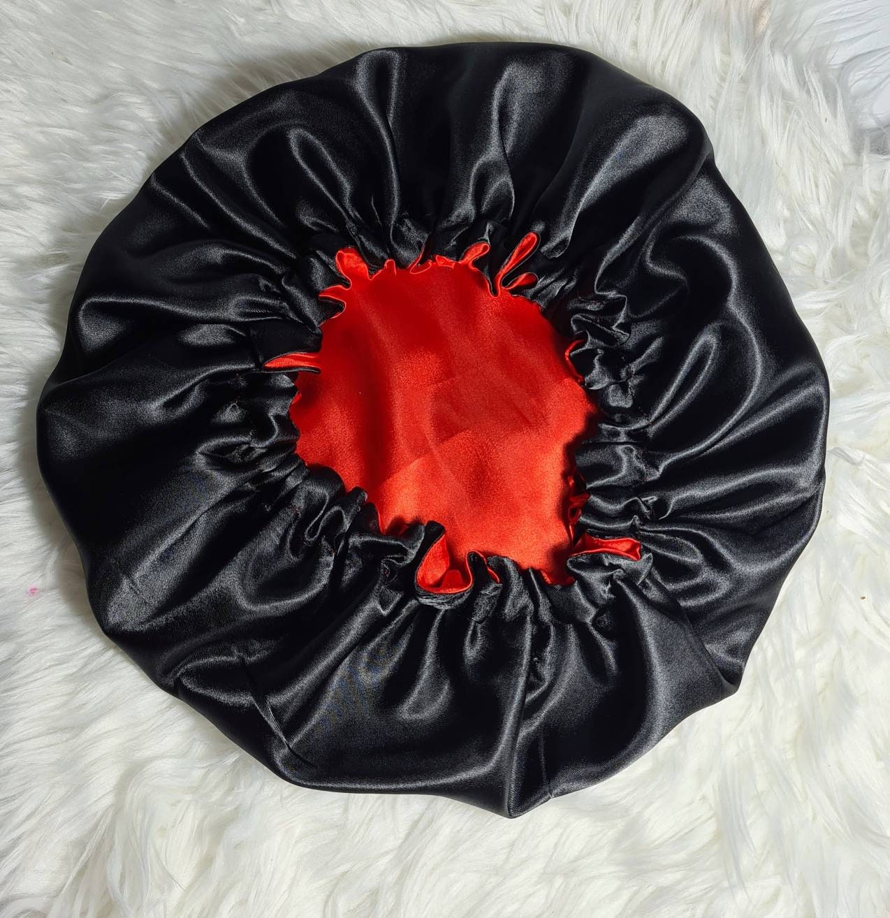 Red Reversible Satin hair bonnet  Satin Elasticated, Sleep Hat Bonnet, Headscarf. Night Sleep, Protecting Hairstyle,