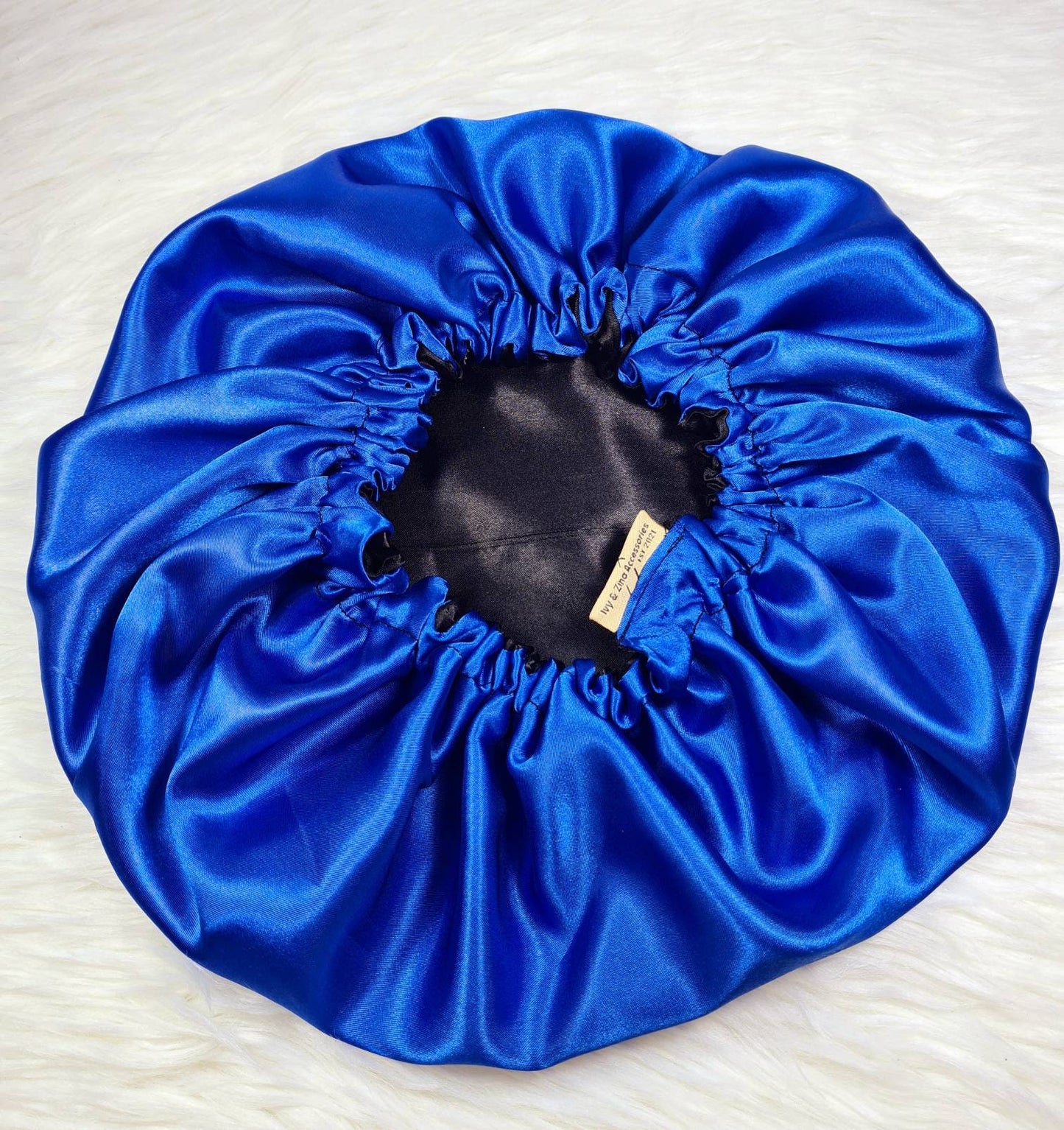 Royal Blue Silky Reversible Satin hair bonnet|Satin Elasticated, Sleep Hat Bonnet, Headscarf. Night Sleep, Protecting Hairstyle,