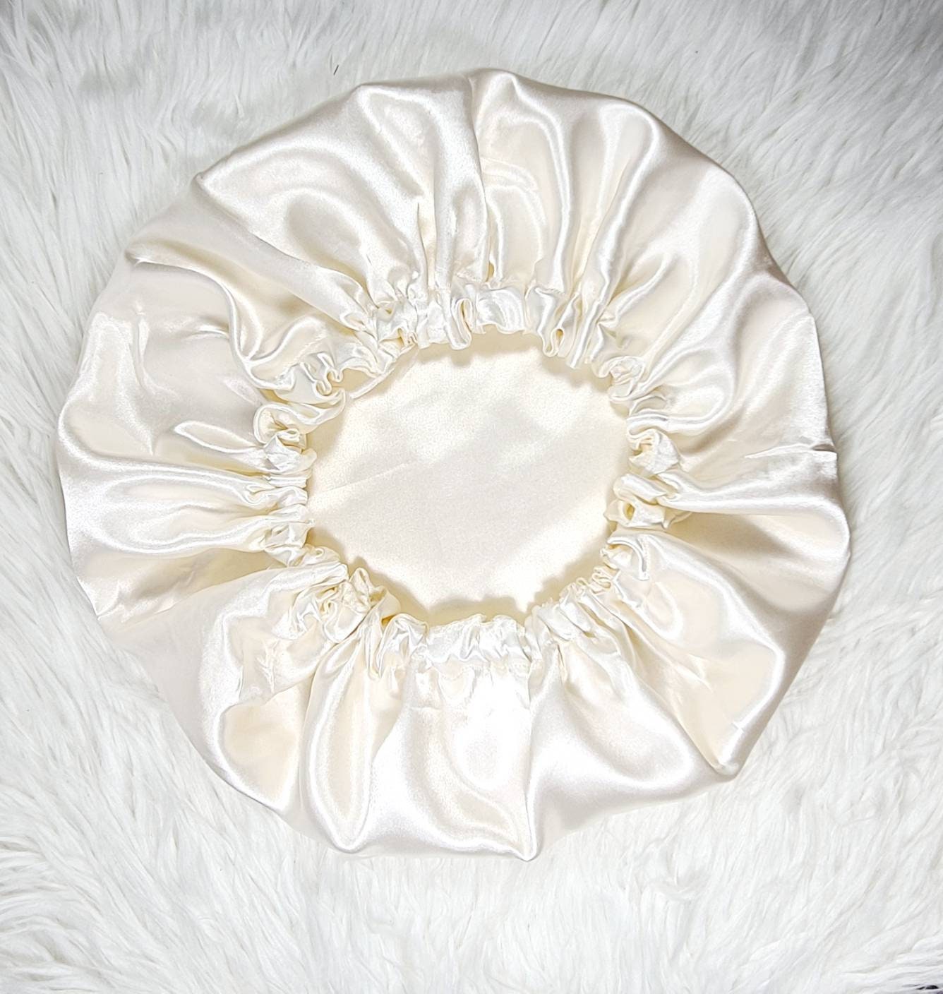 Cream Reversible Satin hair bonnet Satin Elasticated, Sleep Hat Bonnet, Headscarf. Night Sleep, Protecting Hairstyle,