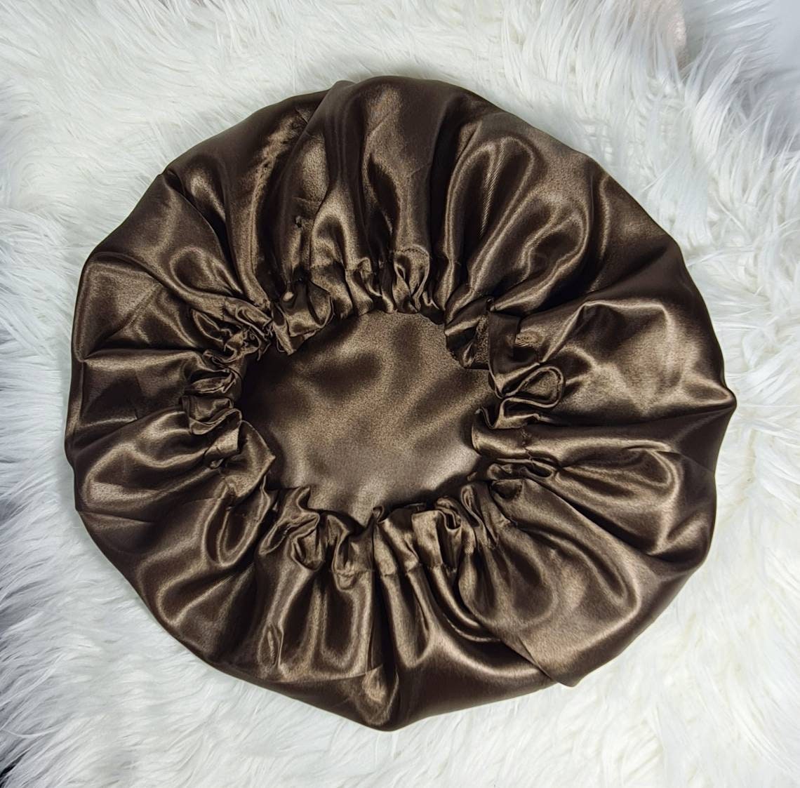 Brown Reversible Satin hair bonnet  Satin Elasticated, Sleep Hat Bonnet, Headscarf. Night Sleep, Protecting Hairstyle,