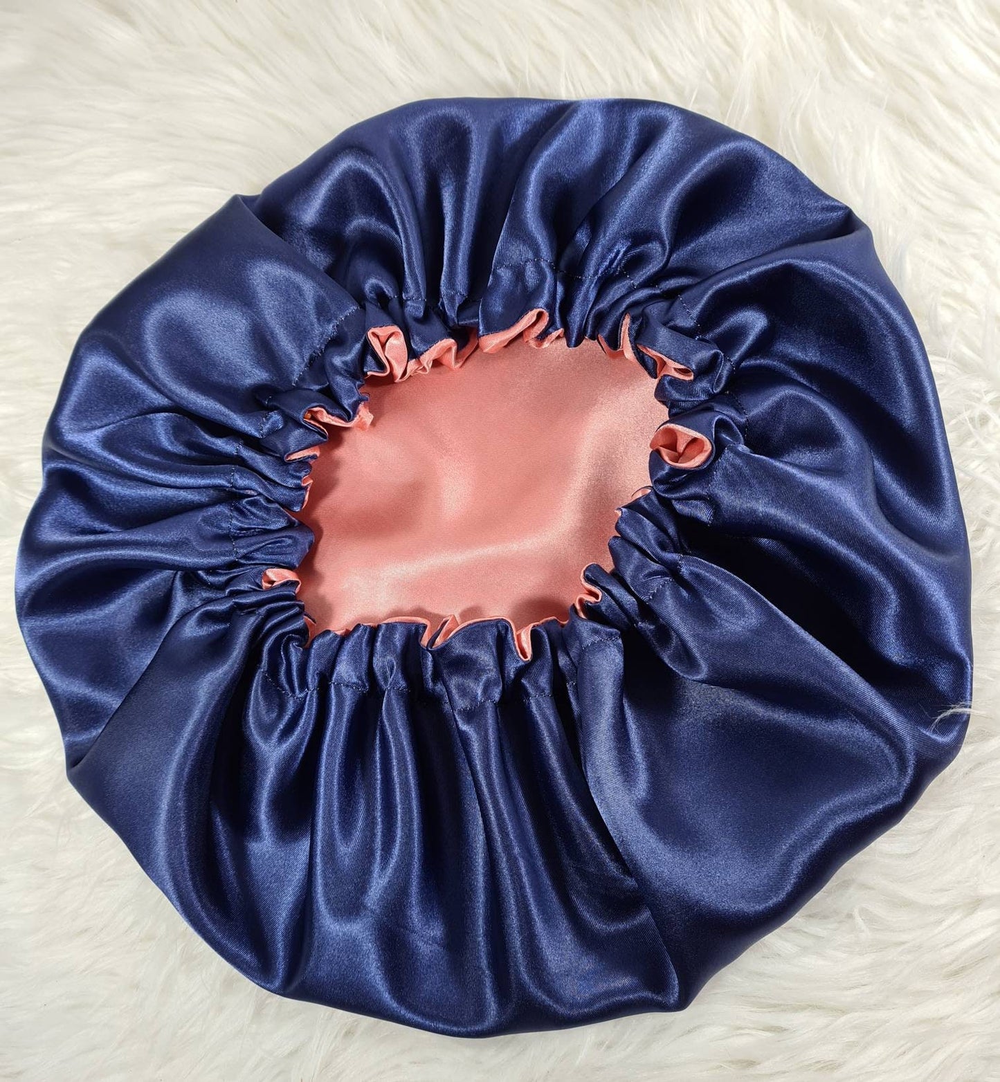 Navy Reversible Satin hair bonnet|Satin Elasticated, Sleep Hat Bonnet, Headscarf. Night Sleep, Protecting Hairstyle.