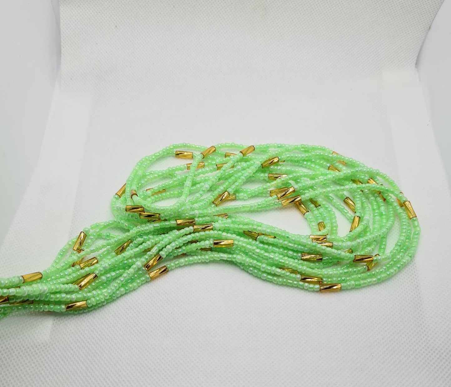 Lime Green and Gold Cone Waist Beads|On Sale Belly Chain Weight control African beads|belly beads| Ghana beads| Weight Tracker