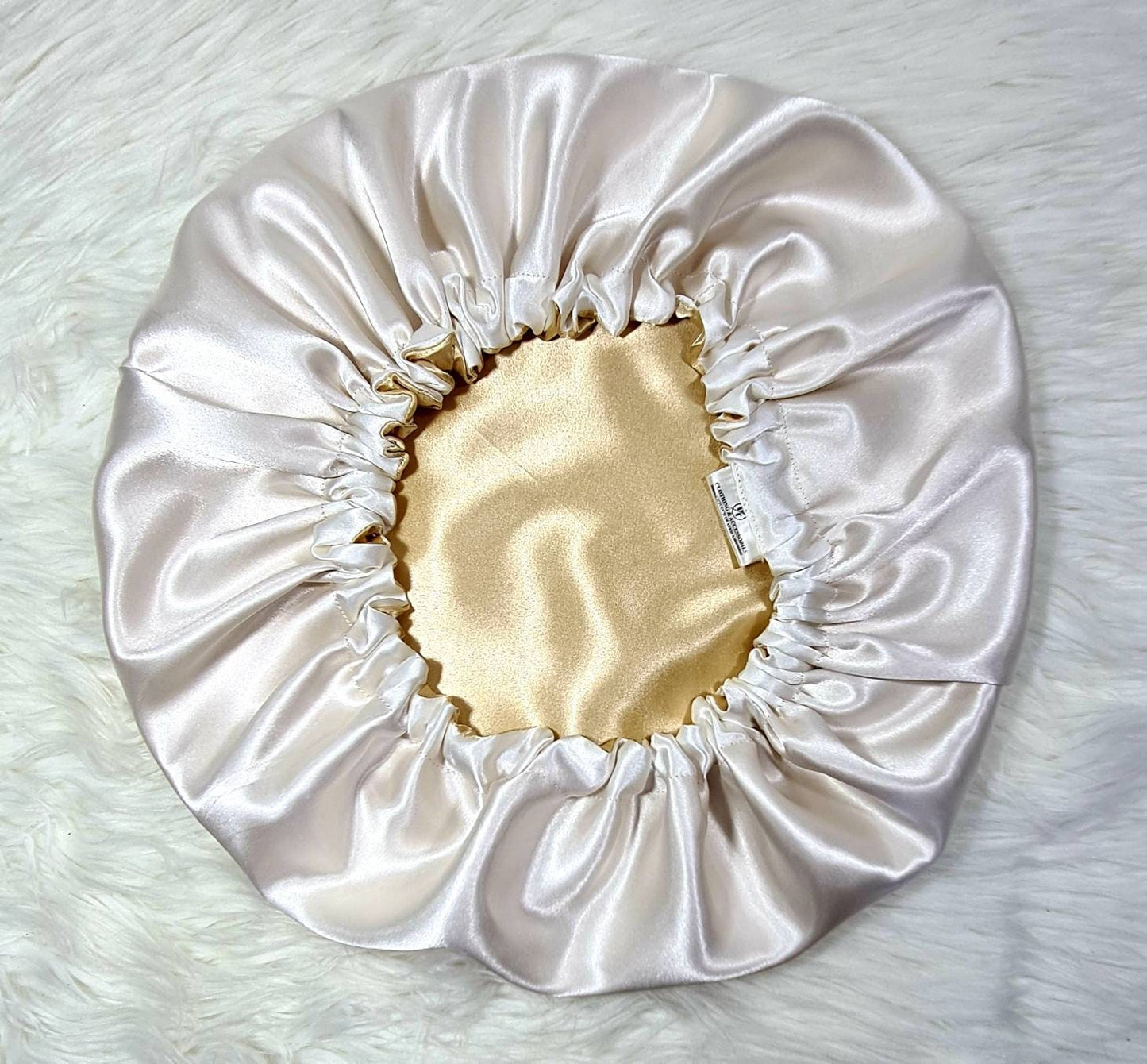 Cream Reversible Satin hair bonnet Satin Elasticated, Sleep Hat Bonnet, Headscarf. Night Sleep, Protecting Hairstyle,