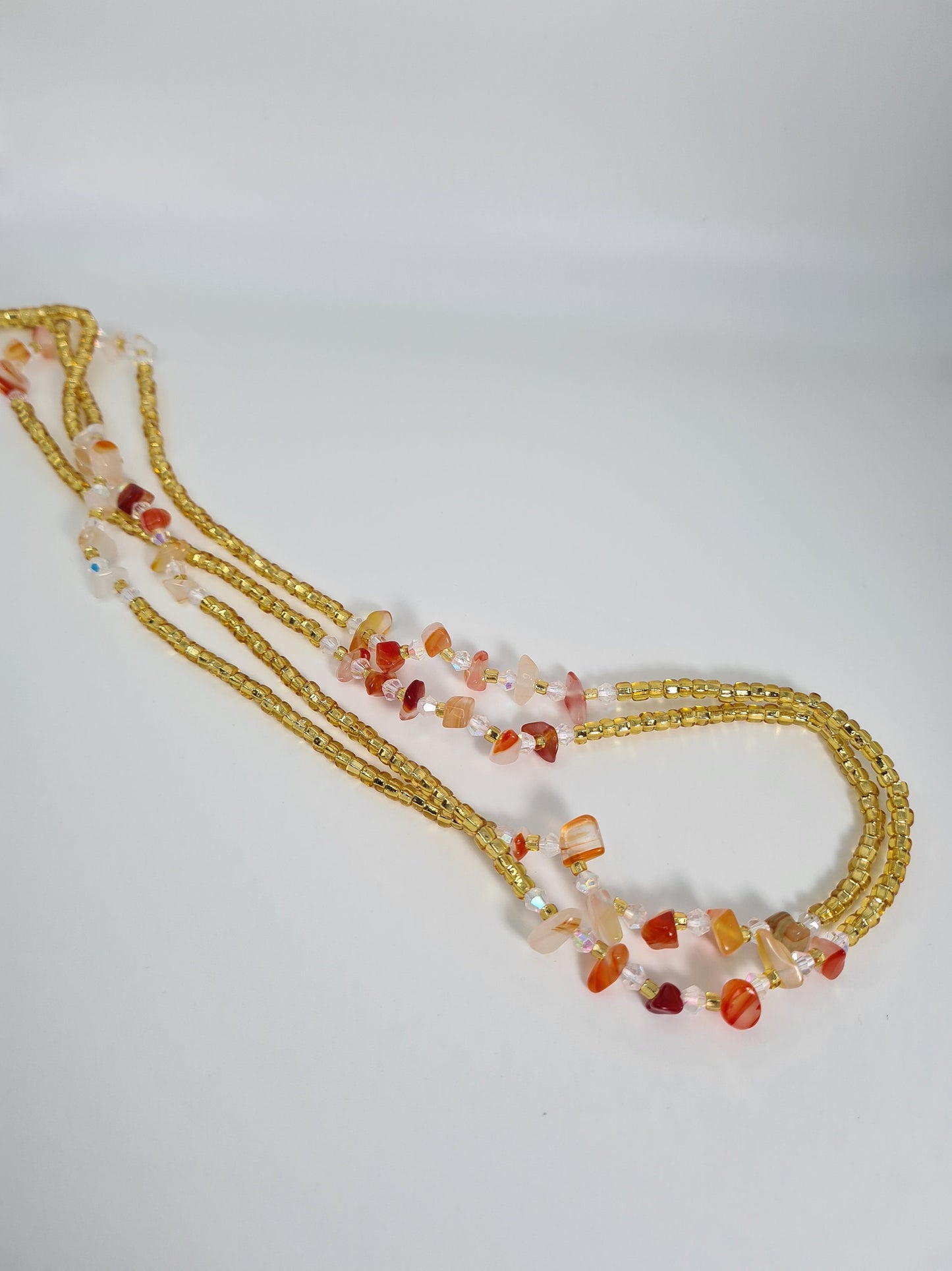 Gold and Amethyst Gemstones Waist Beads, Diamond Waist Beads, Ghana Waist Beads