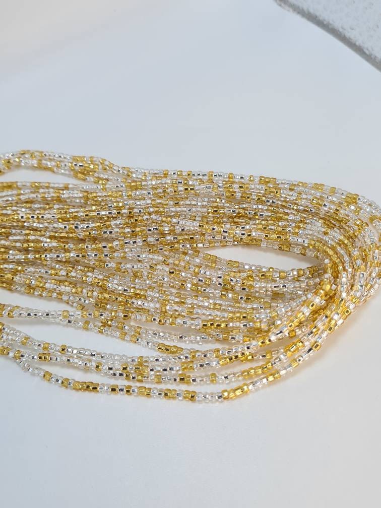 Sliver and Gold Waist Beads|On Sale Belly Chain Weight control African beads|belly beads| Ghana beads| Weight Tracker| Nigerian waist beads