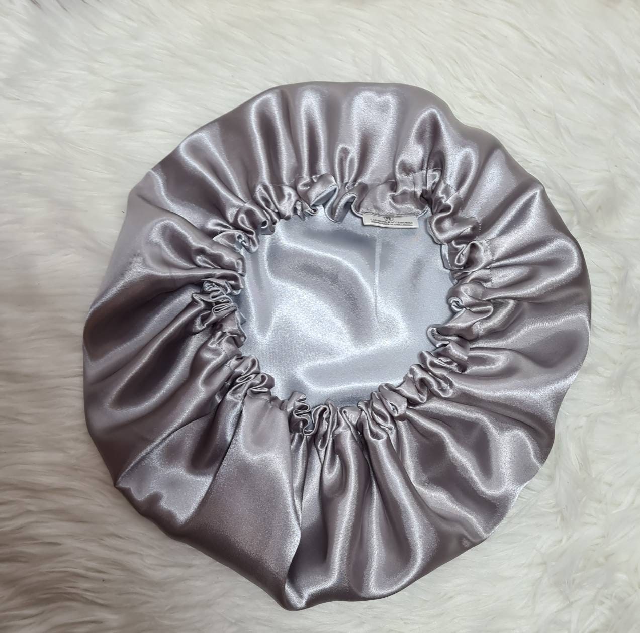 Grey-Pewter Reversible Satin hair bonnet Satin Elasticated, Sleep Hat Bonnet, Headscarf. Night Sleep, Protecting Hairstyle,