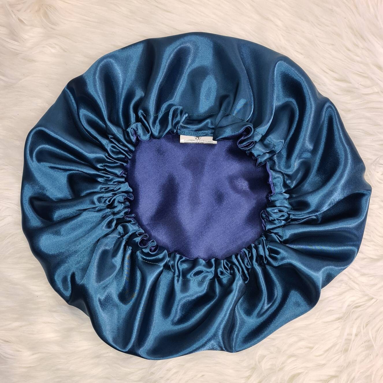 Teal Reversible Satin hair bonnet|Satin Elasticated, Sleep Hat Bonnet, Headscarf. Night Sleep, Protecting Hairstyle,