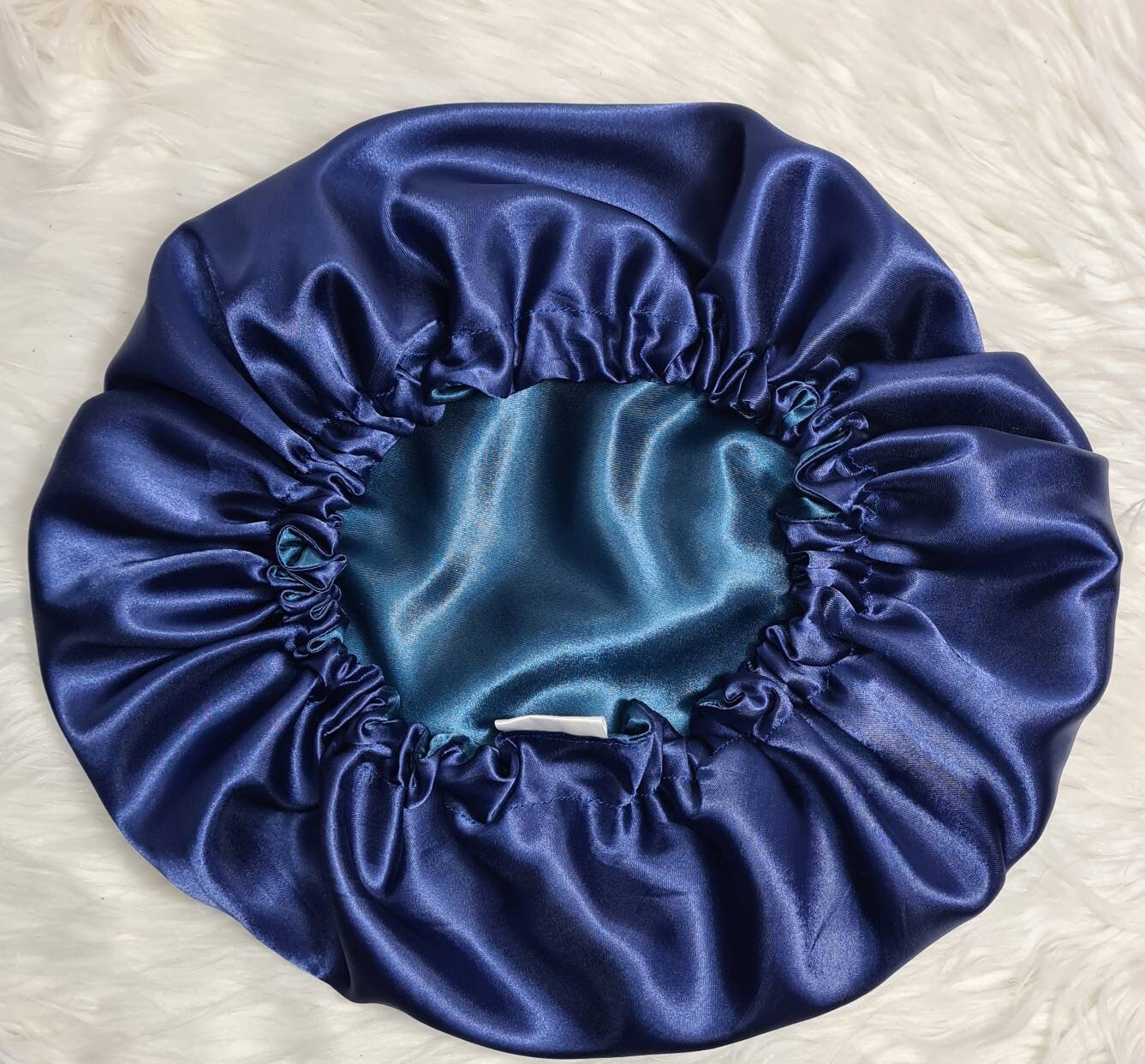 Navy Reversible Satin hair bonnet|Satin Elasticated, Sleep Hat Bonnet, Headscarf. Night Sleep, Protecting Hairstyle.