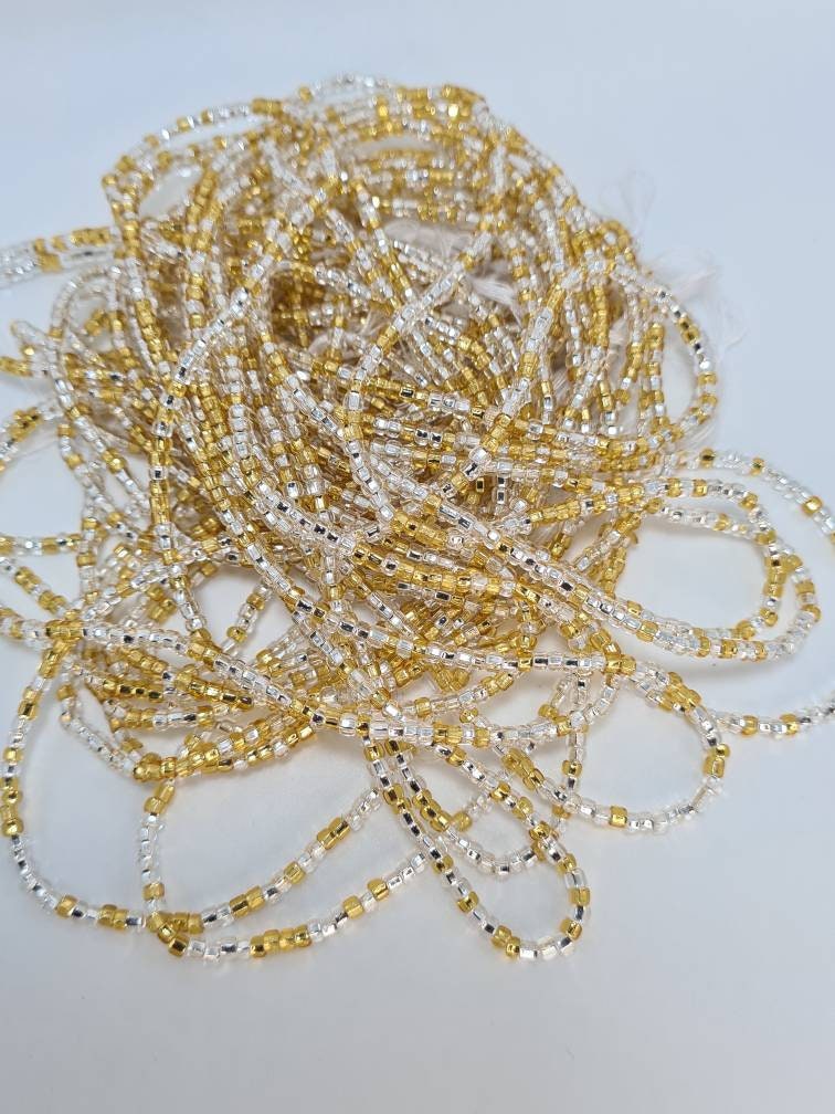 Sliver and Gold Waist Beads|On Sale Belly Chain Weight control African beads|belly beads| Ghana beads| Weight Tracker| Nigerian waist beads