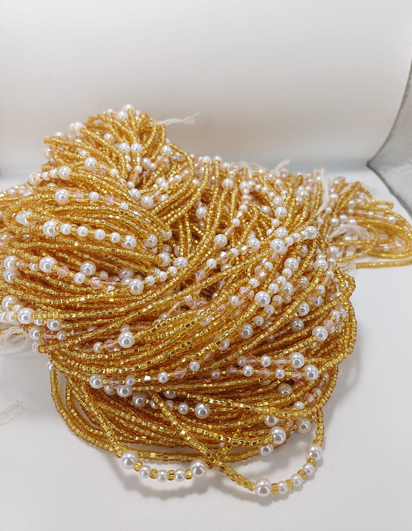 Pearl and Diamond Waist Beads|On Sale Belly Chain Weight control African beads|belly beads| Ghana beads| Weight Tracker| Nigerian waist beads
