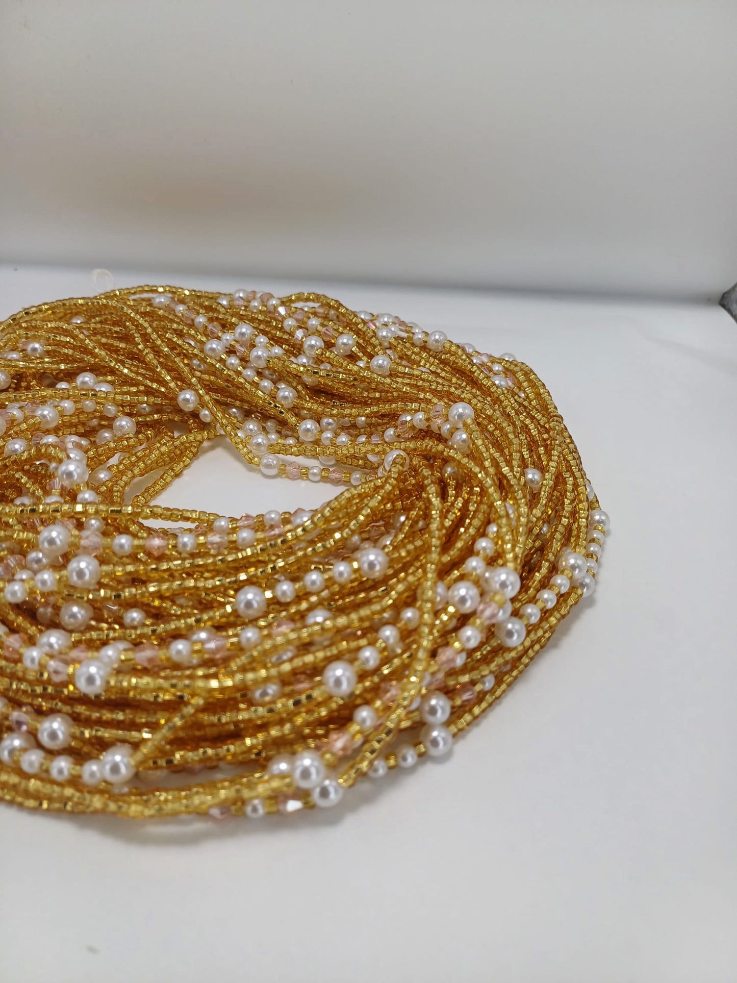 Pearl and Diamond Waist Beads|On Sale Belly Chain Weight control African beads|belly beads| Ghana beads| Weight Tracker| Nigerian waist beads