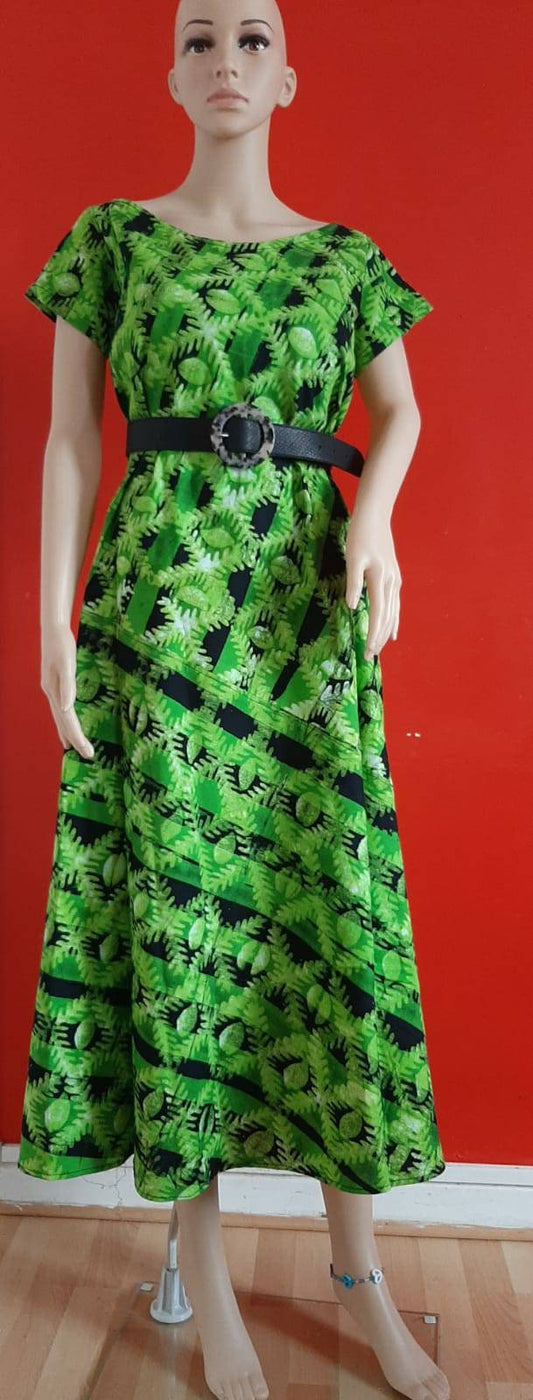 Tie and Dye Maxi Dress| Summer Dress| 100% Cotton|Green Tie And Dye| For All Occasions Size 14, 12|Round Neck| Colourful