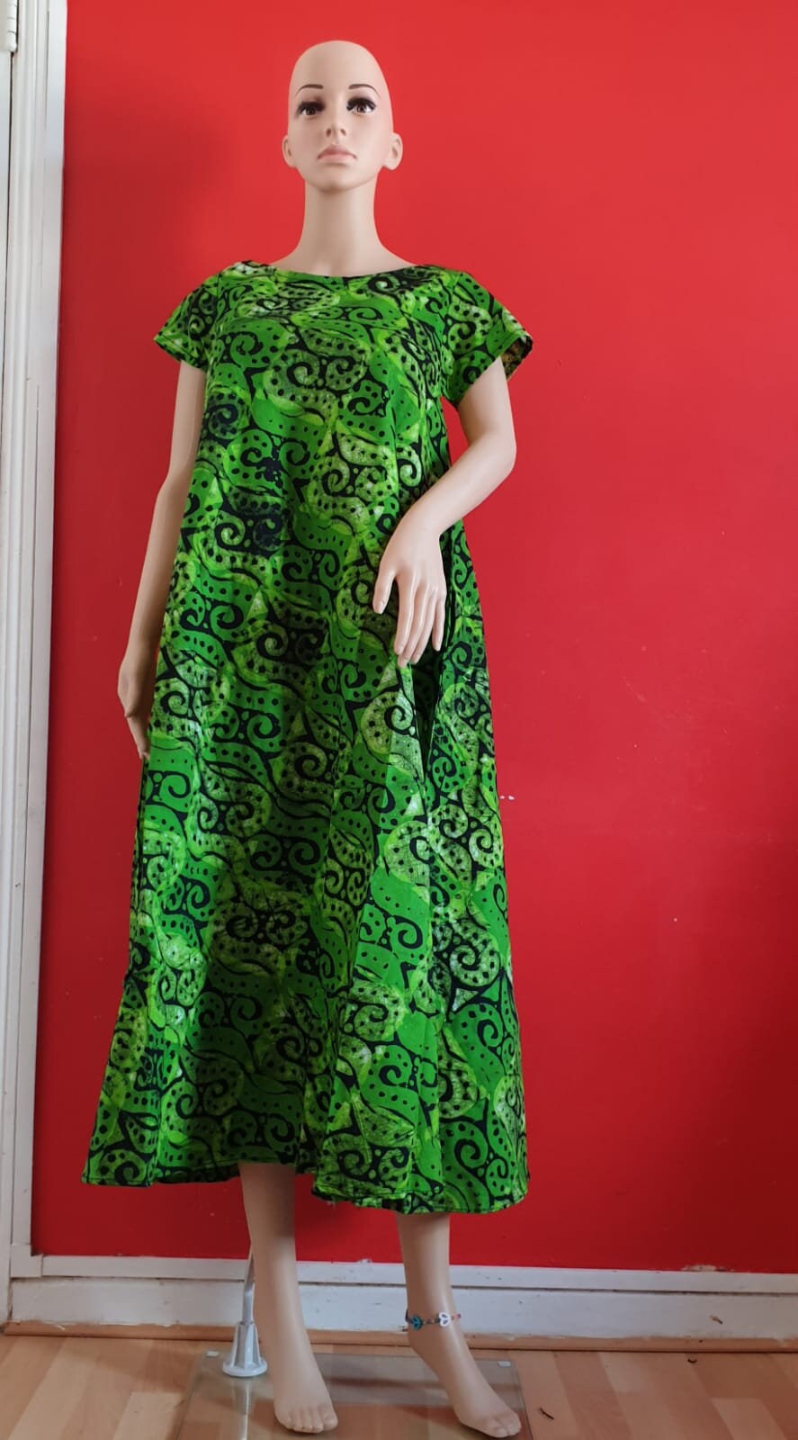 Tie and Dye Maxi Dress| Summer Dress| 100% Cotton| Green Tie And Dye| For All Occasions size 10, 16 Round Neck| Colourful