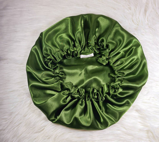 Perfect Fit Reversible Satin Hair bonnet - Protecting Hairstyle Night Sleep Headscarf for Women in Olive | Hair Accessories Girlfriend