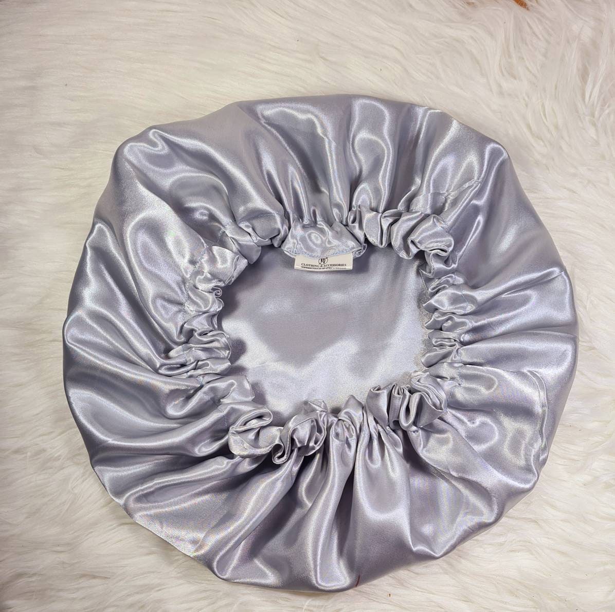 Silver Reversible Satin hair bonnet|Satin Elasticated, Sleep Hat Bonnet, Headscarf. Night Sleep, Protecting Hairstyle,