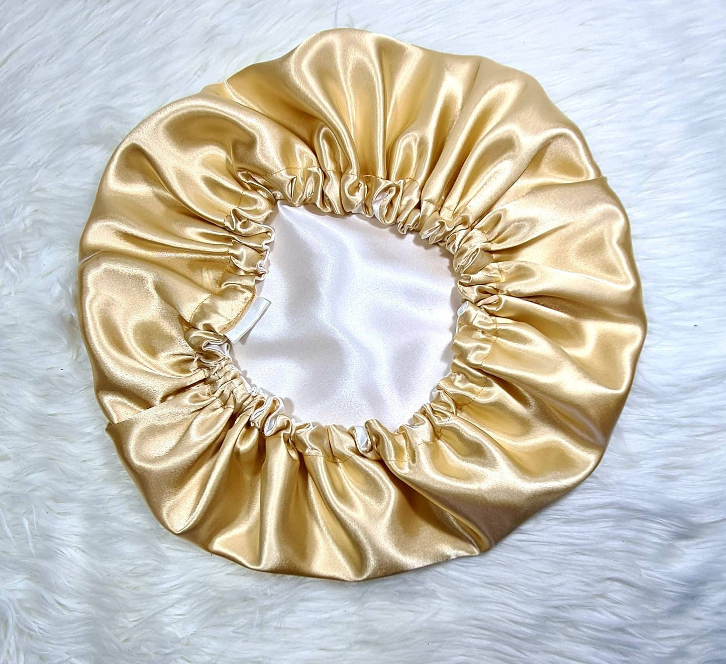 Cream Reversible Satin hair bonnet  Satin Elasticated, Sleep Hat Bonnet, Headscarf. Night Sleep, Protecting Hairstyle,