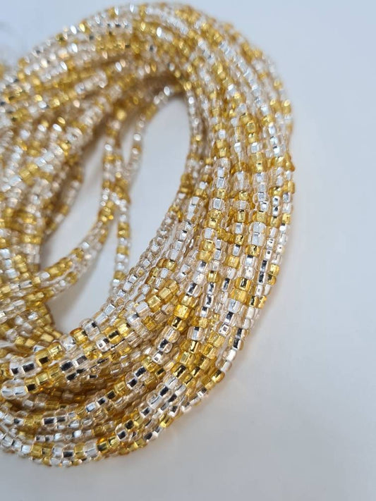 Sliver and Gold Waist Beads|On Sale Belly Chain Weight control African beads|belly beads| Ghana beads| Weight Tracker| Nigerian waist beads