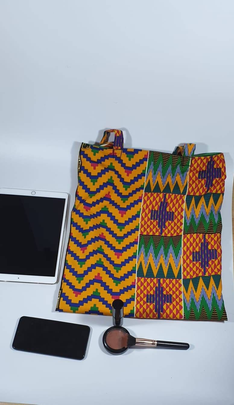 Kente Print Tote bag|Medium Bag|Reusable tote Cotton bag|Reversible Adult Size|